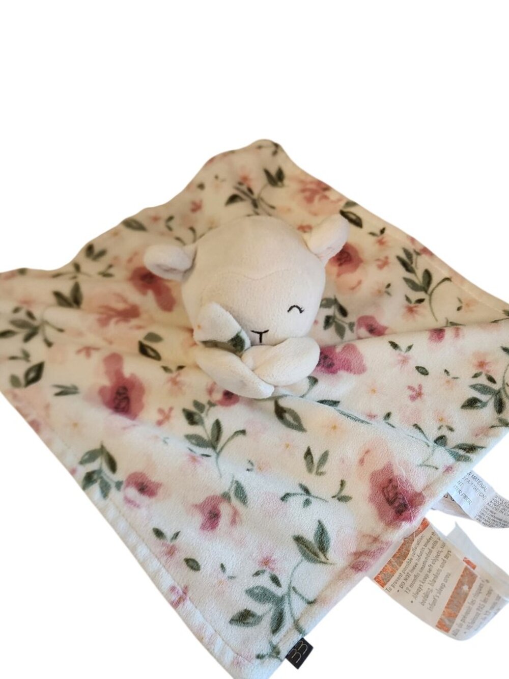 Modern Moments Gerber Ivory Sheep Lovey Security Baby Blanket Pink Floral Plush